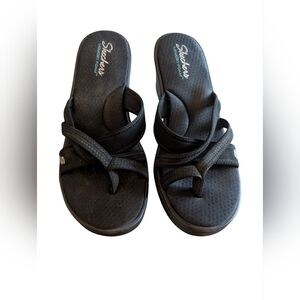 Skechers Women's Black Wedge Sandals